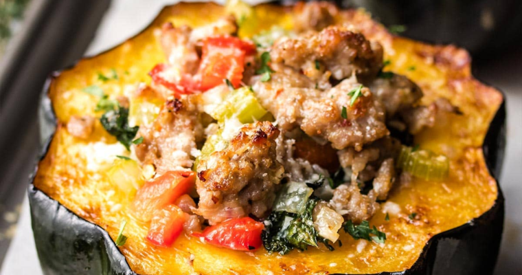 Sausage Stuffed Acorn Squash