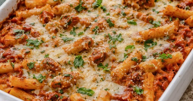 Baked Ziti with Tomatoes and Mozzarella