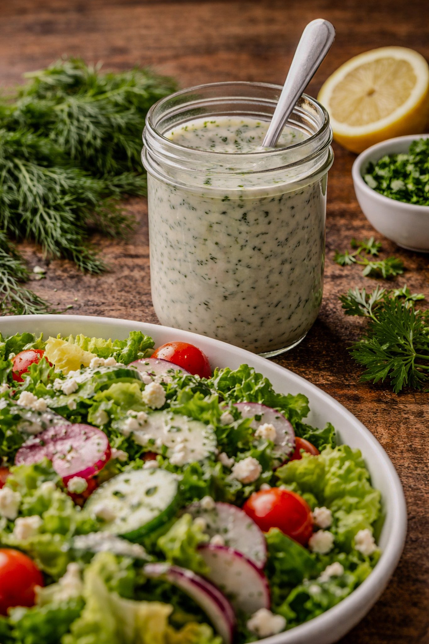 Creamy Buttermilk Dill Dressing (Homemade & Fresh)