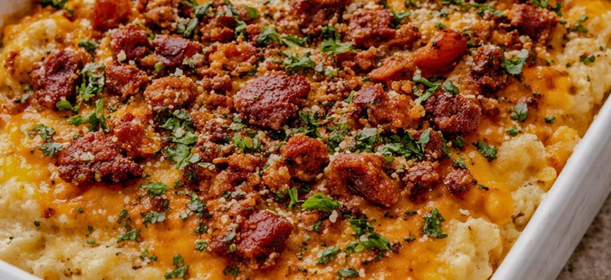 Golden Baked Cheddar Mashed Potatoes