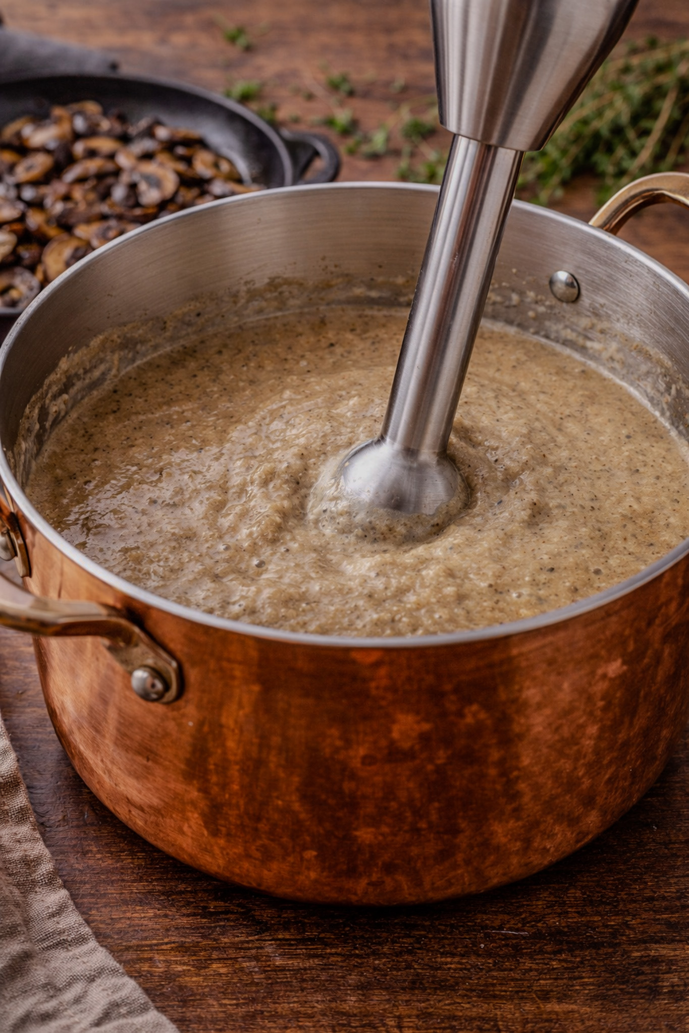 Rustic Mushroom Soup with Thyme and White Wine