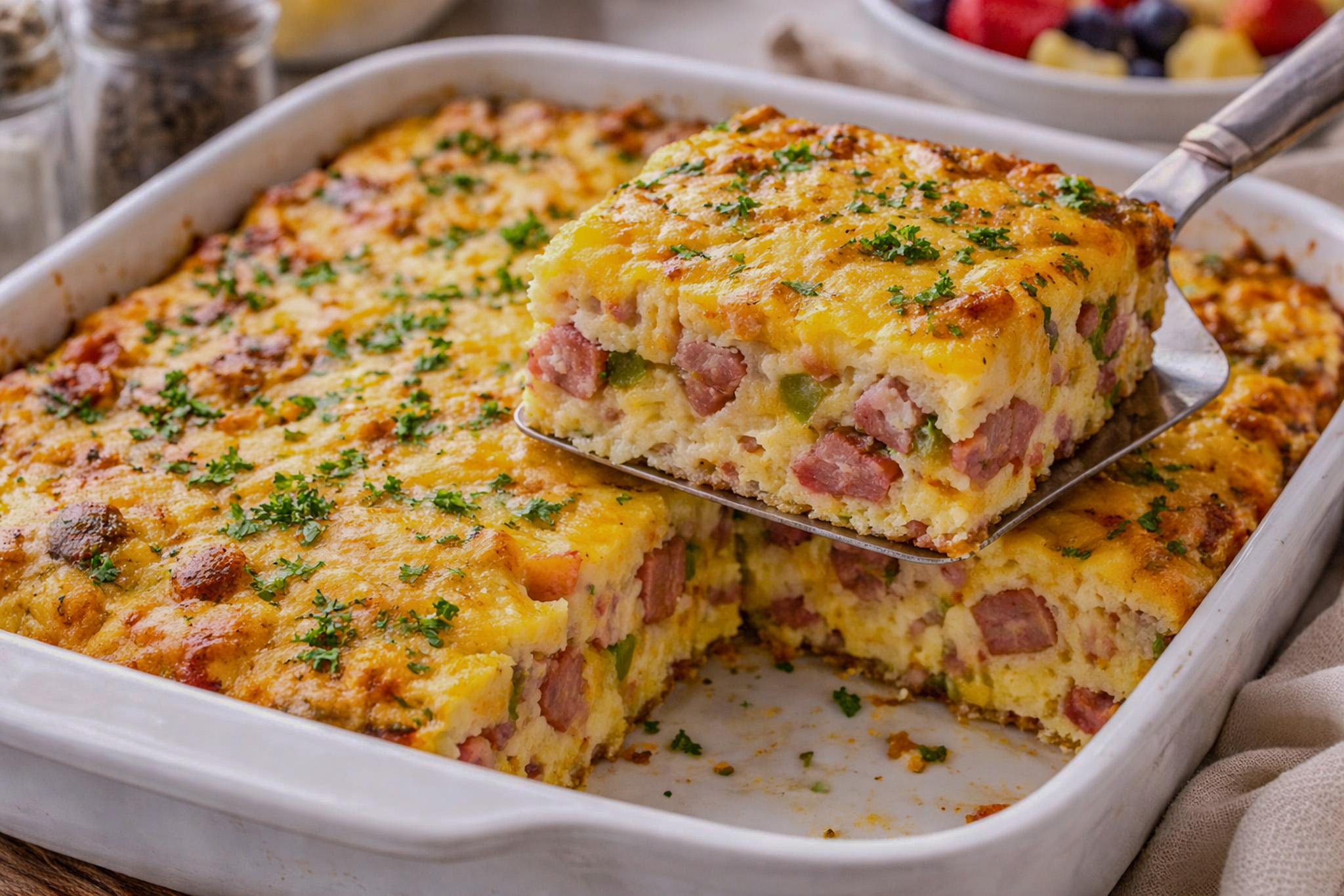 Make-Ahead Ham and Cheese Brunch Casserole