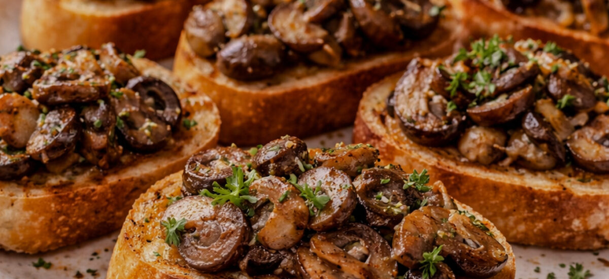 Savory Mushroom & Garlic Baguette Toasts
