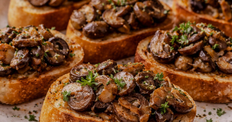Savory Mushroom & Garlic Baguette Toasts