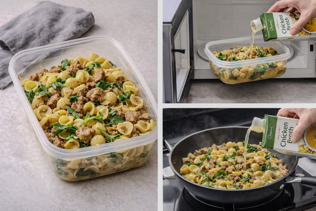 reheating or one-pan orecchiette pasta in the microwave