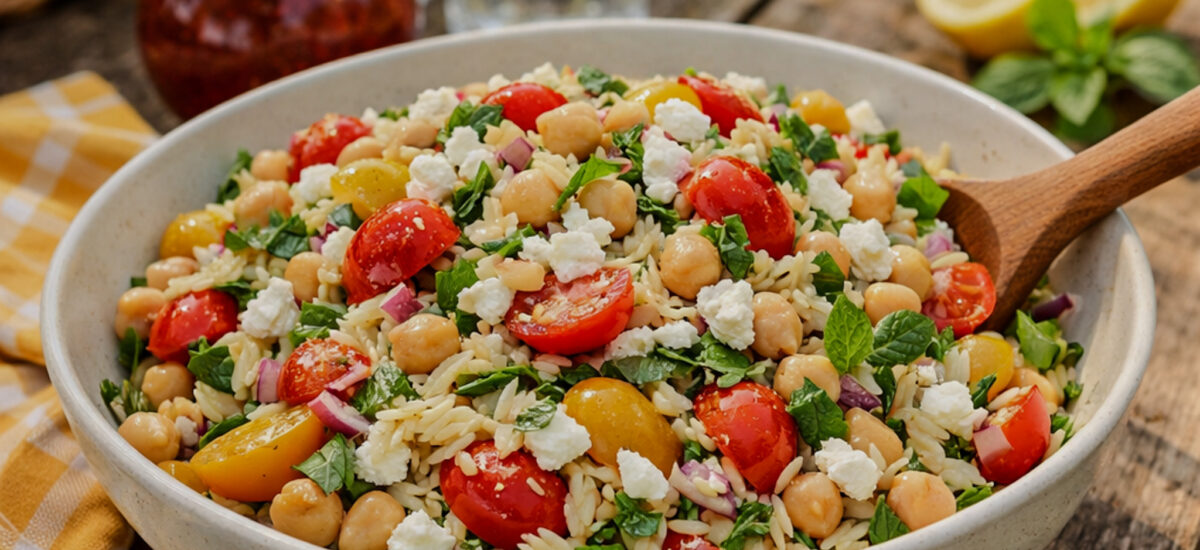 Lemon-Herb Orzo Salad with Chickpeas & Feta