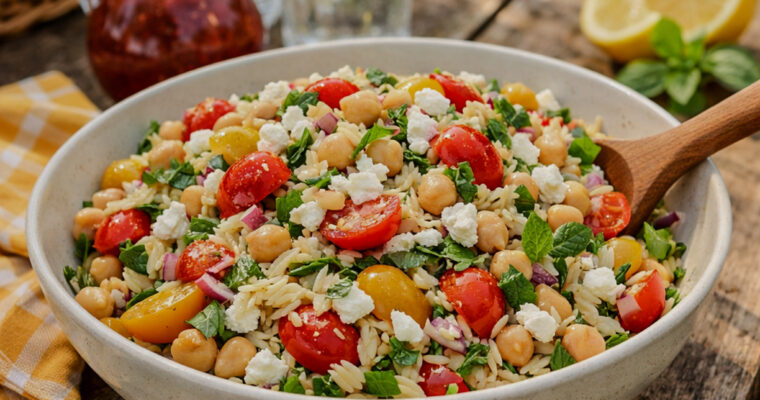 Lemon-Herb Orzo Salad with Chickpeas & Feta