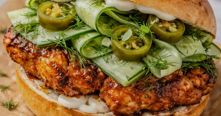 Peri Peri Chicken Sandwich with Dill Cucumber Slaw