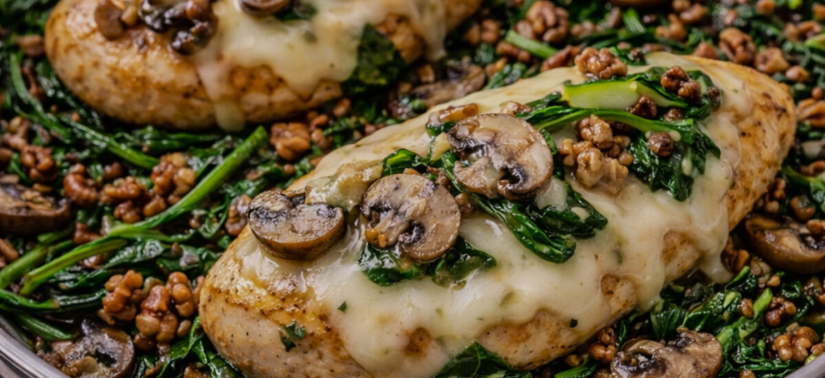 Garlic Spinach & Mushroom Chicken Skillet