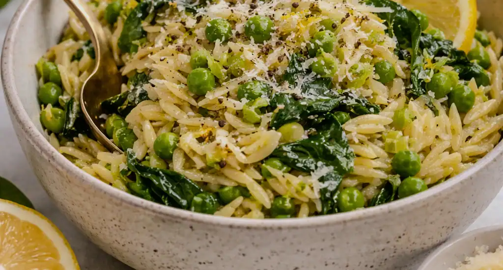 Lemon Orzo Salad with Peas