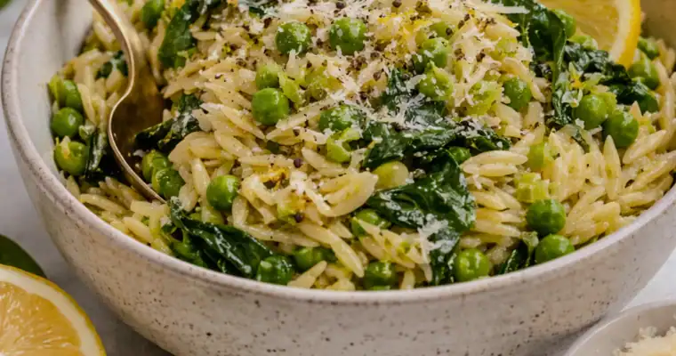 Lemon Orzo Salad with Peas